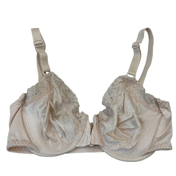 Warner's Shine-On Vintage Lace & Satin Beige Bra 36C #01021 - Picture 1 of 8